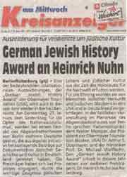 German Jewish History Award an Heinrich Nuhn